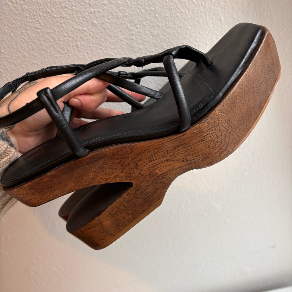 Cult Gaia Nela Wooden Platform Sandals Shoes Size 41 EU 11 US Black - Picture 12 of 12